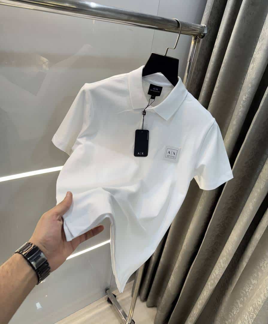Arman i Exchang e White Patch Logo Premium Polo T-Shirt
