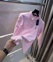 Ralp h lauren Pink Embroidery Logo Premium Full Sleeve Polo T-Shirt