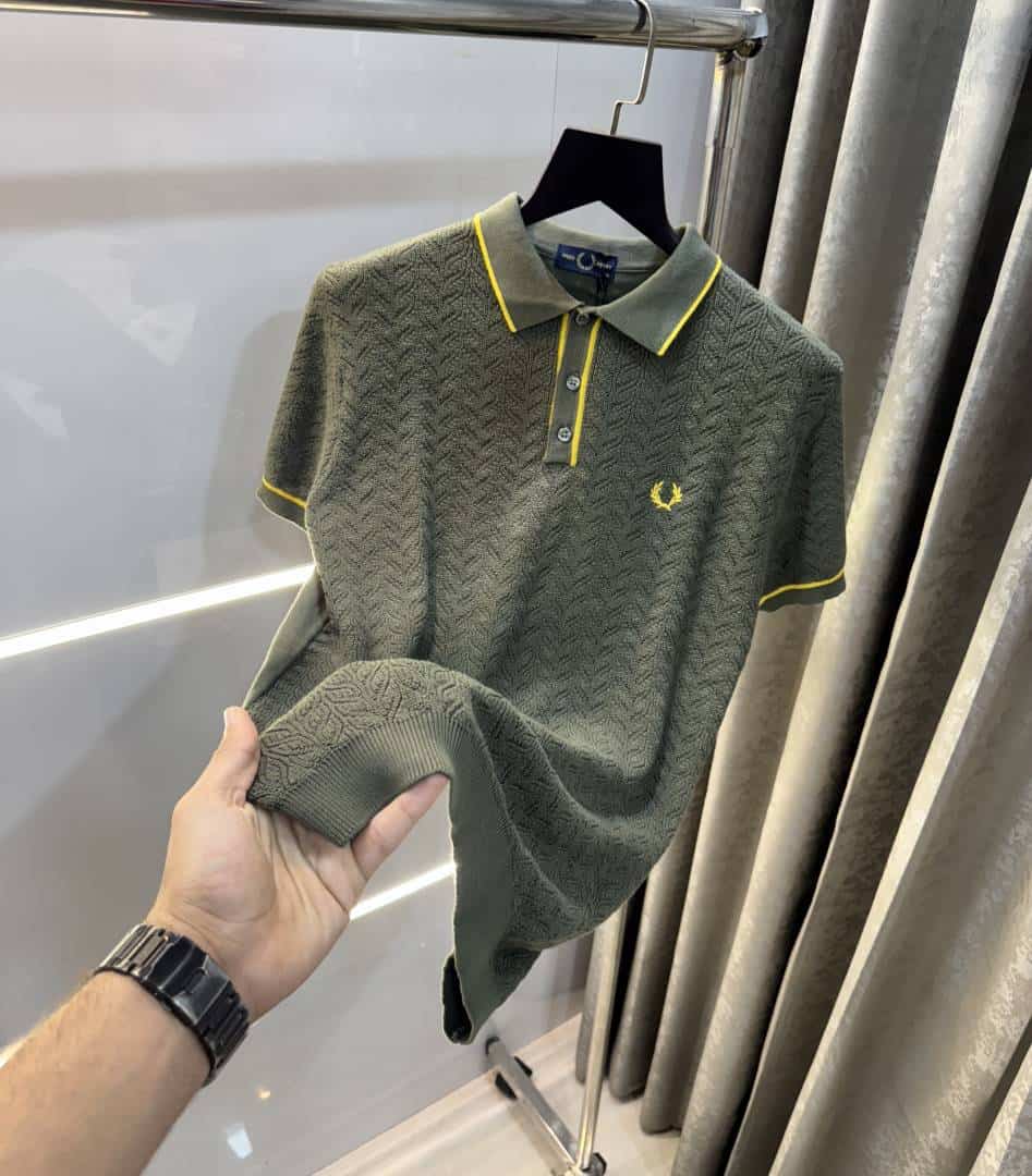 Fredperr y Olive Green Premium Knitted Polo T-Shirt