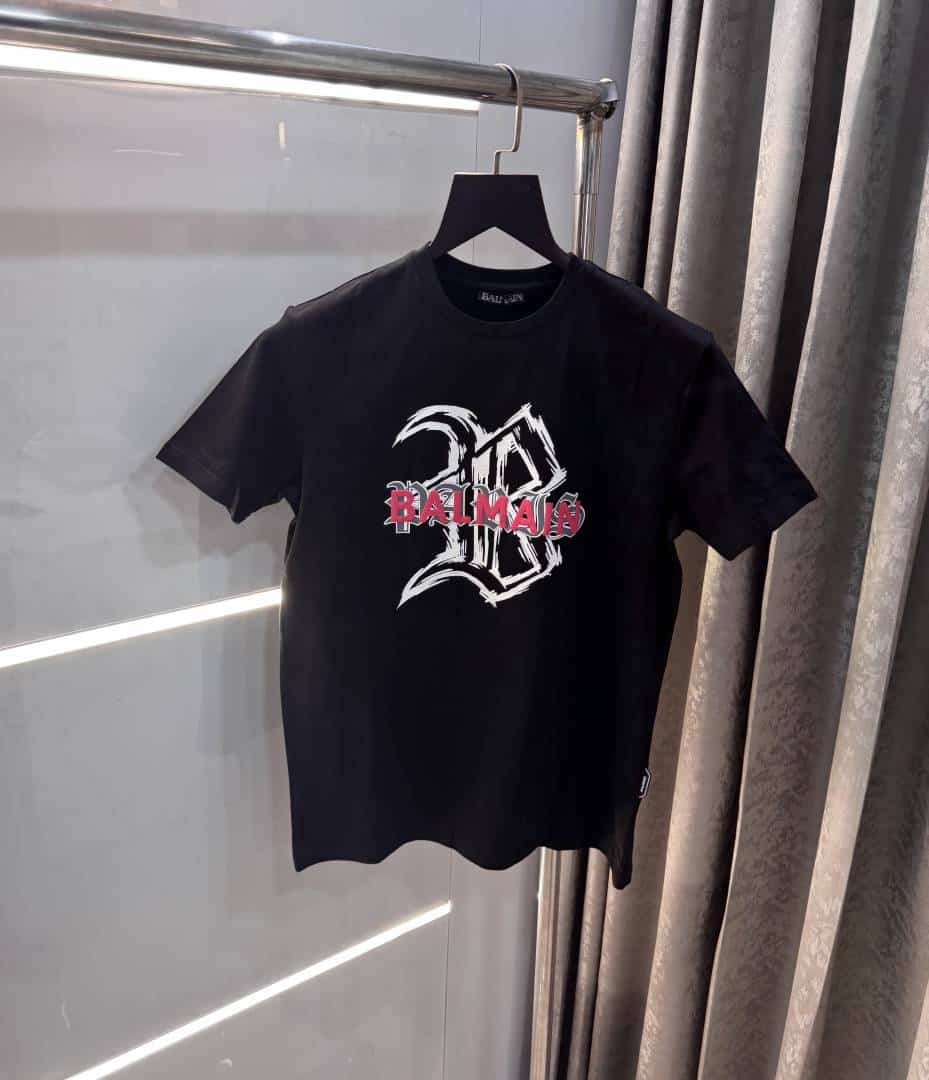 Balmai n Paris Black Logo Print Imported T-Shirt