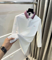 Hugo Bos s White Collar Look Premium Full Sleeve Polo T-Shirt