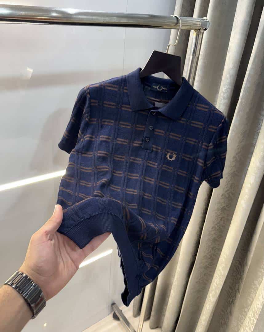 Fredperr y Navy Blue Premium Knitted Polo T-Shirt