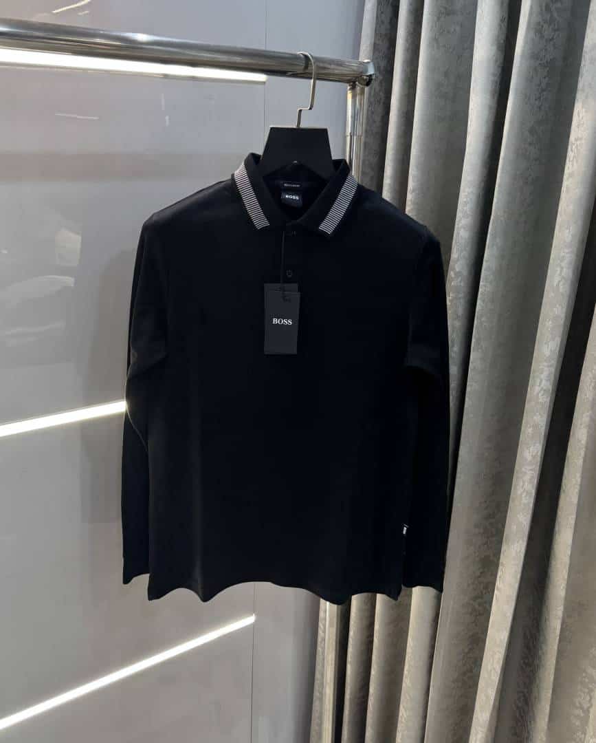 Hugo bos s Black Logo Work Premium Full Sleeve Polo T-Shirt
