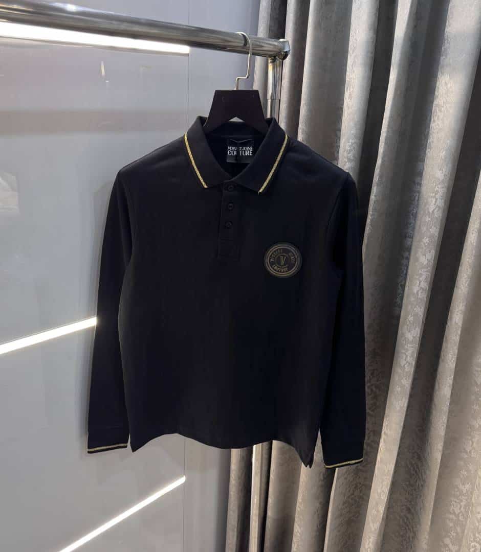 Versace Couture Black Logo Work Imported Polo T-Shirt