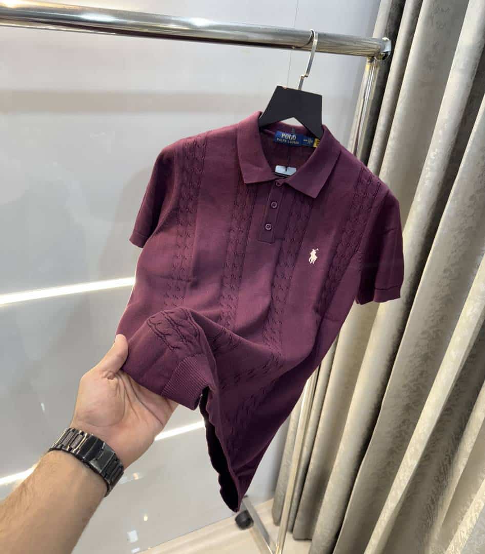 Ralp h lauren Wine Premium Knitted Polo T-Shirt