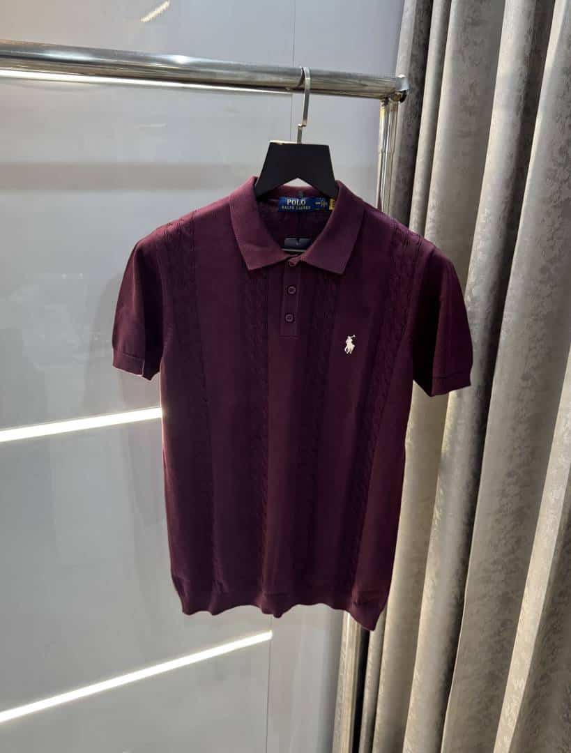 Ralp h lauren Wine Premium Knitted Polo T-Shirt