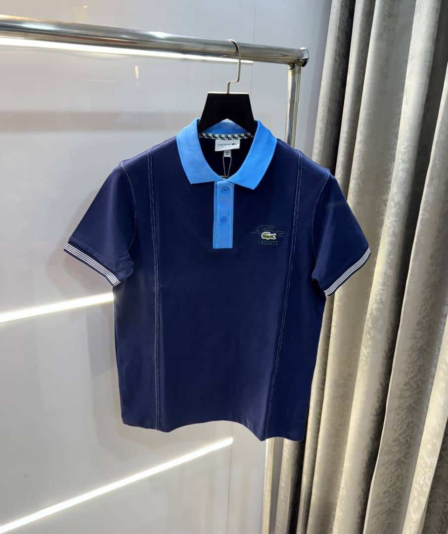 Lacost e Navy Blue Embroidery Logo Premium Polo T-Shirt