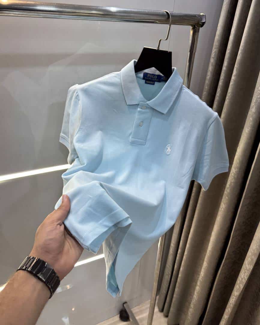 Ralph Laure Sky Blue Embroidery Logo Classic Polo T-Shirt