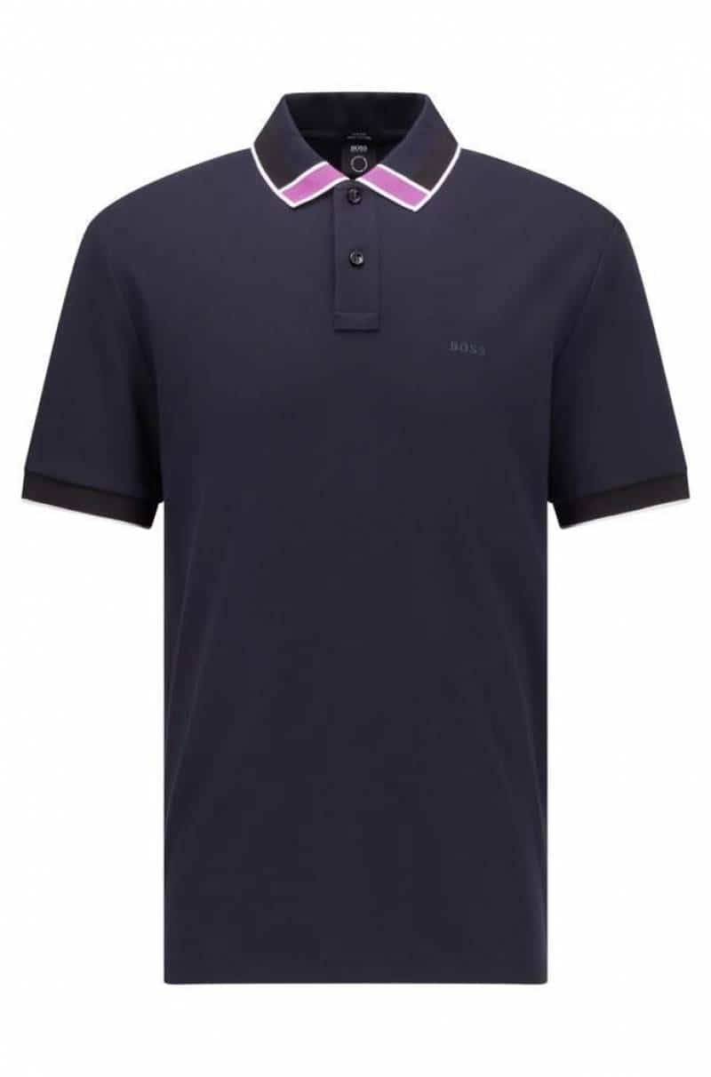 Hugo bos s Navy Blue Collar Logo Premium Polo T-Shirt