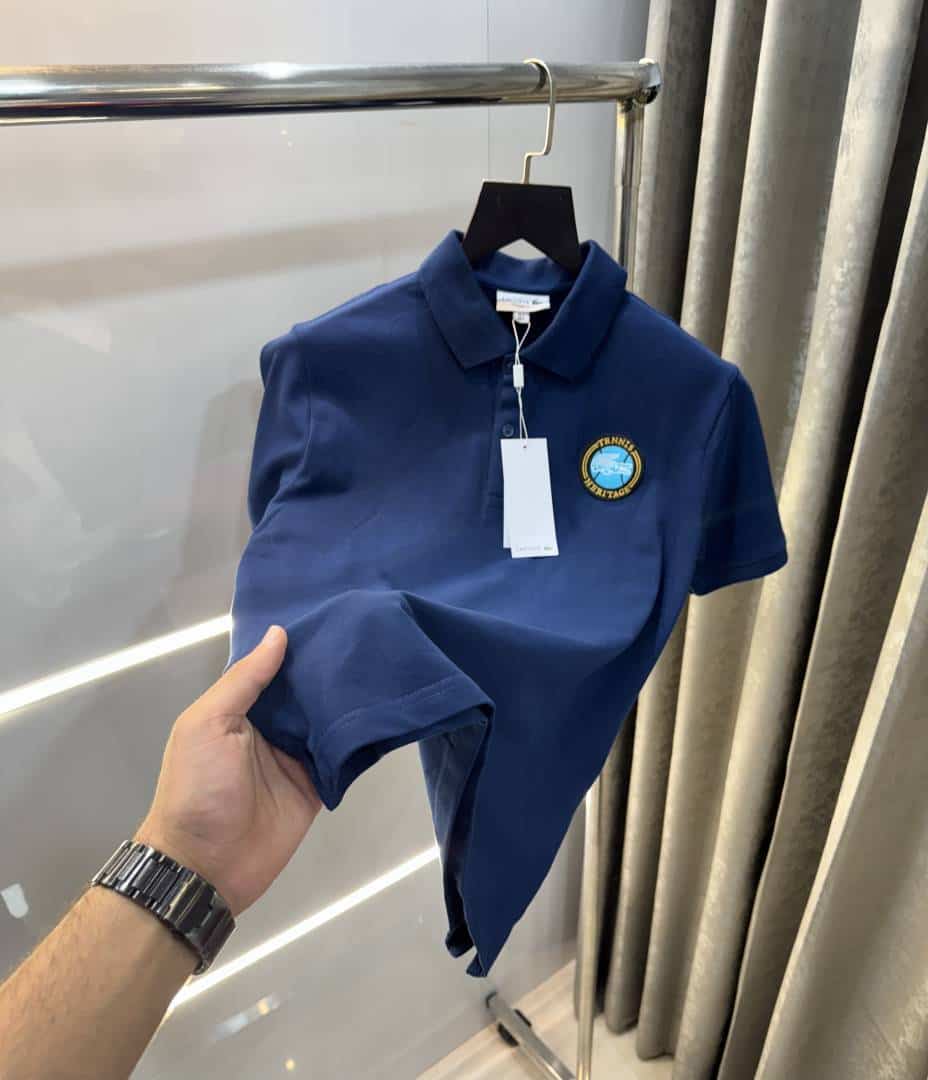 Lacost e Petrol Blue Embroidery Logo Premium Polo T-Shirt
