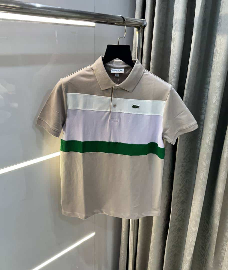Lacost e Beige Embroidery Logo Premium Polo T-Shirt