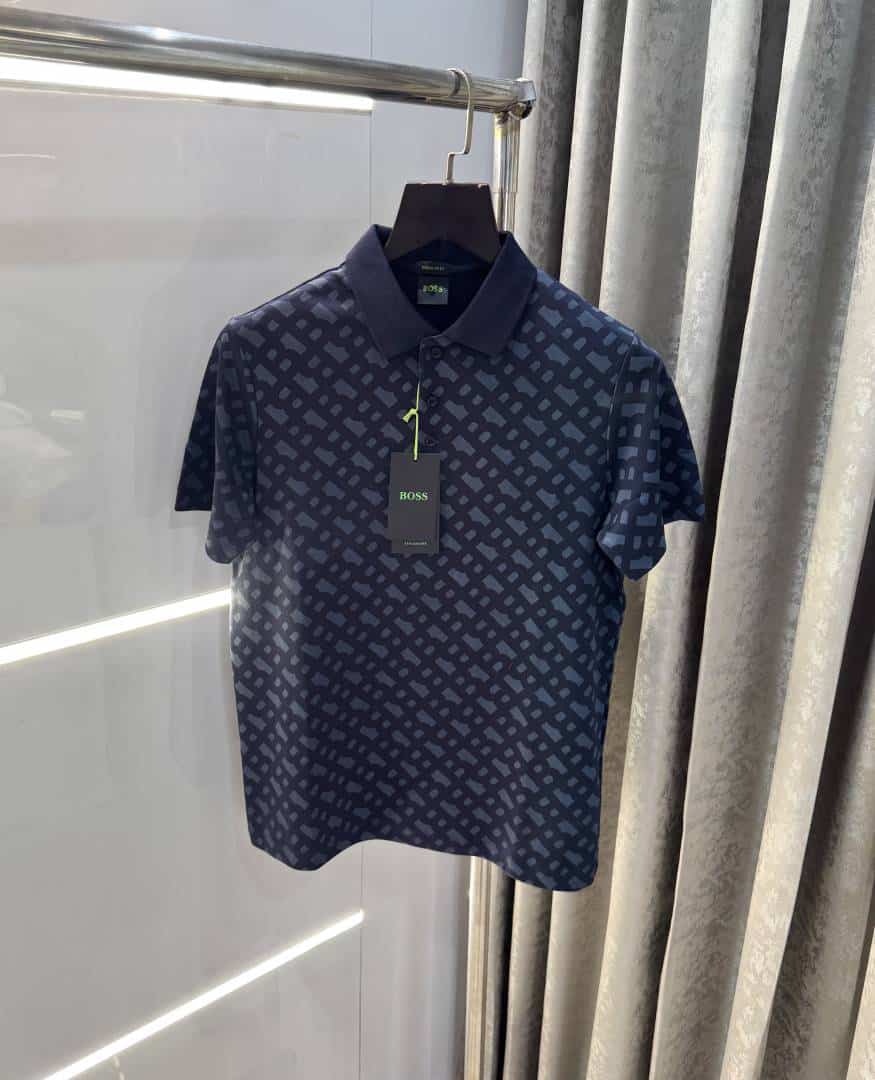 Hugo bos s Navy Blue monogram Premium Polo T-Shirt