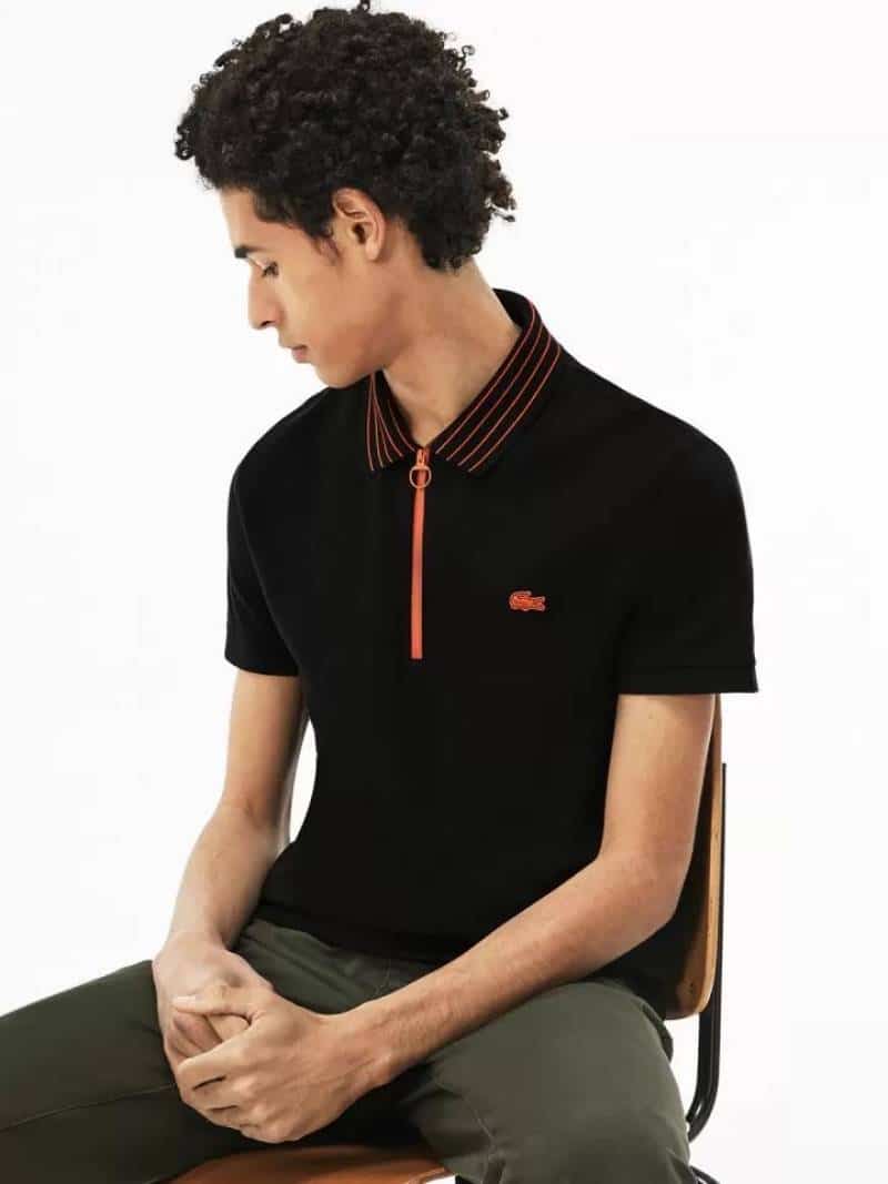 Lacost e Black Zip Premium Polo T-Shirt