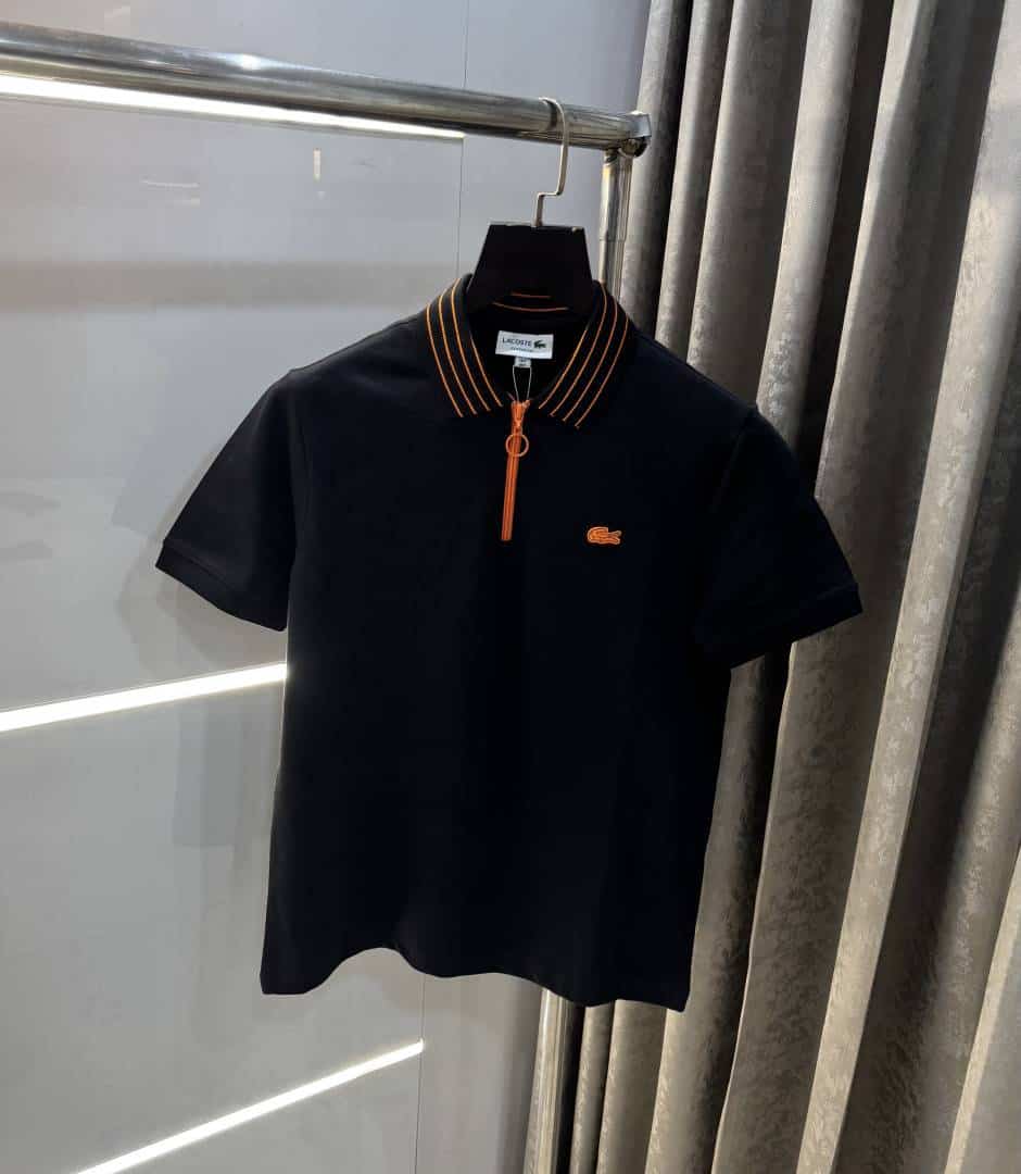 Lacost e Black Zip Premium Polo T-Shirt