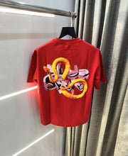 Bluorn g Red Emb0Ssed Print Imported Oversized T-Shirt