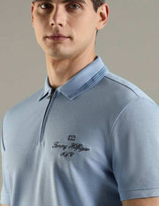 Tomm y Hilfiger Sky Blue Embroidery Logo Premium Polo T-Shirt