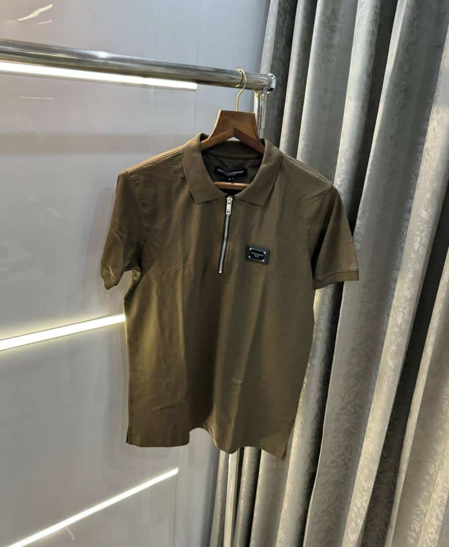 Dolce&Gabbana Coffee A Steel Logo Imported Polo T-Shirt With Box Packing