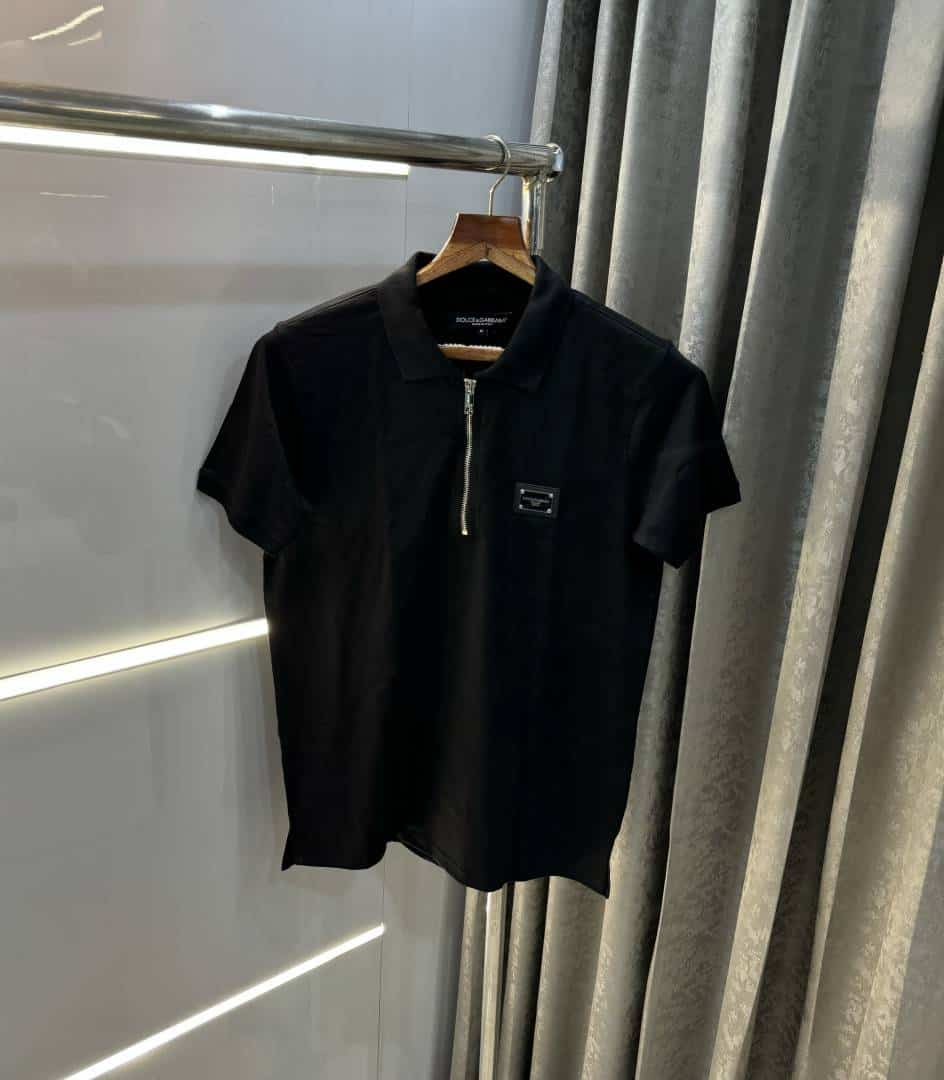 Dolce&Gabbana Black A Steel Logo Imported Polo T-Shirt With Box Packing