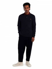 Fredperry Black Embroidery Logo Premium Full Sleeve Polo T-Shirt