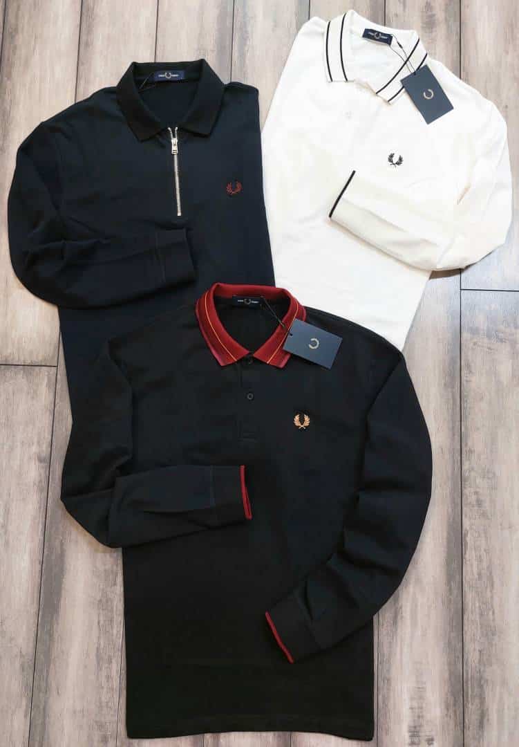 Fredperry Black Embroidery Logo Premium Full Sleeve Polo T-Shirt