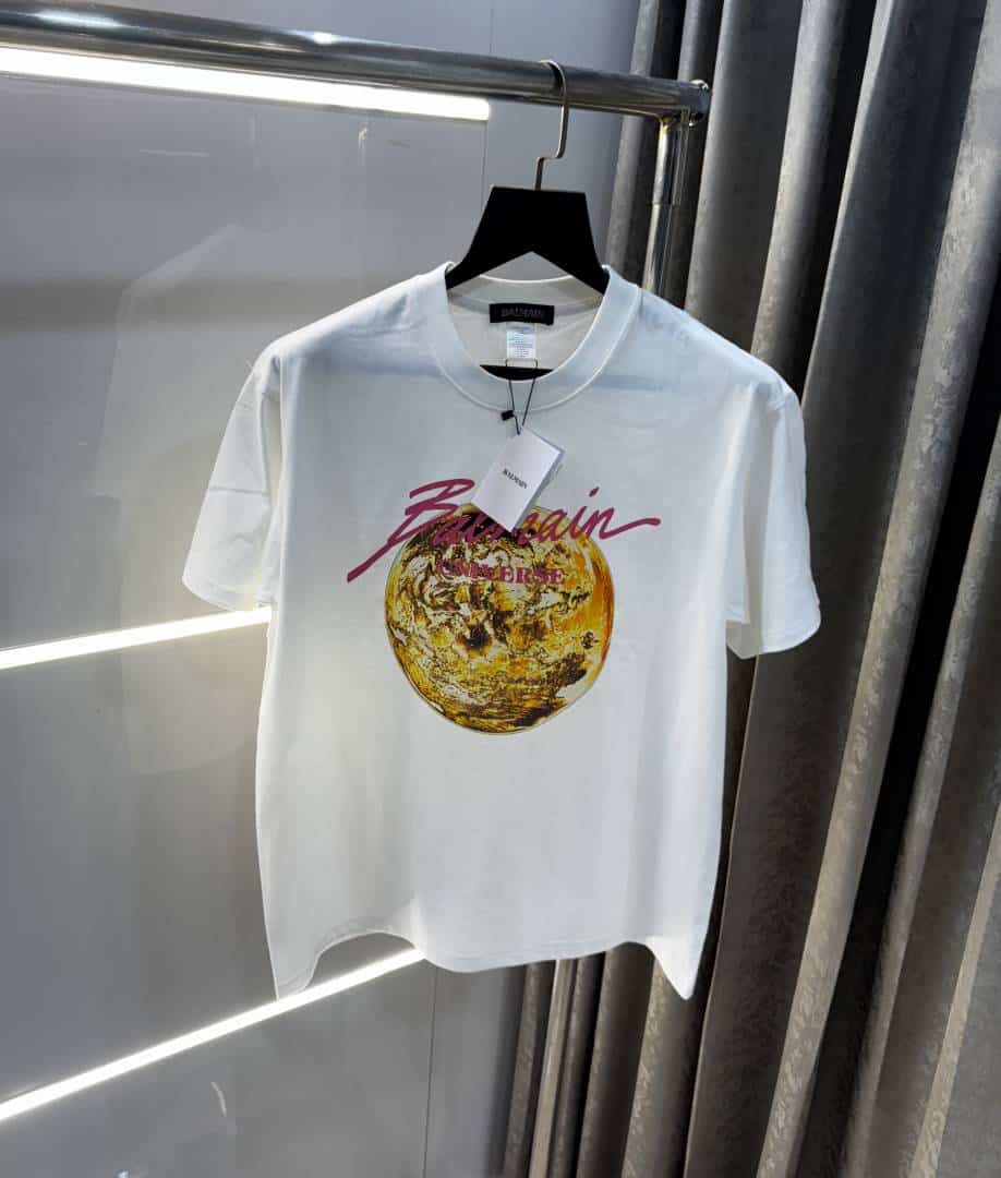 Balmai n Paris White Logo Print Imported Oversized T-Shirt