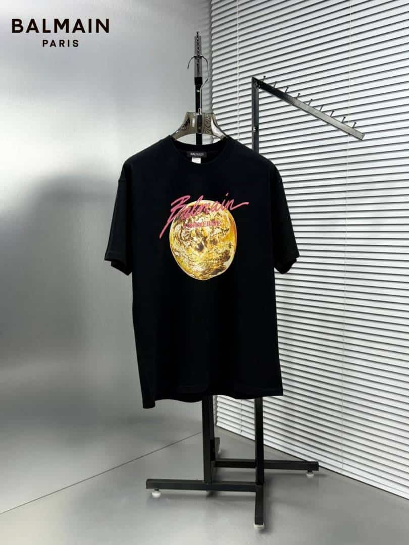 Balmai n Paris Black Logo Print Imported Oversized T-Shirt