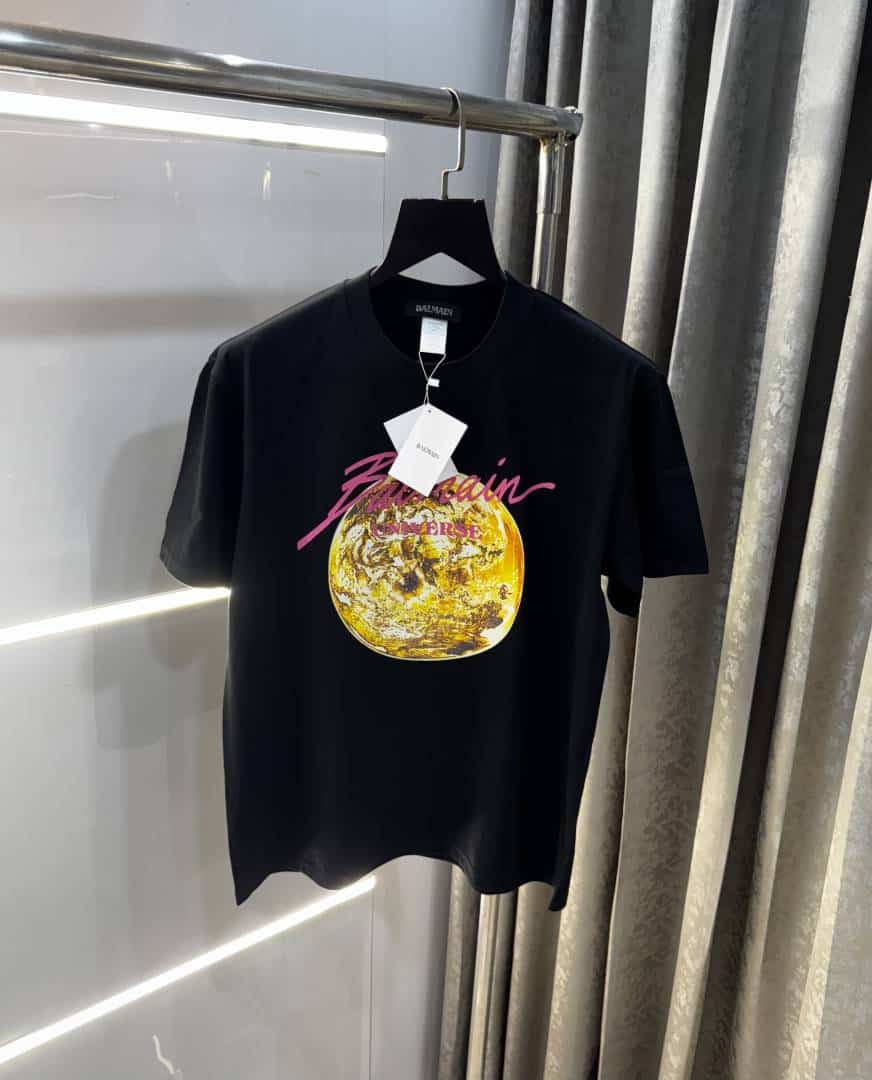 Balmai n Paris Black Logo Print Imported Oversized T-Shirt