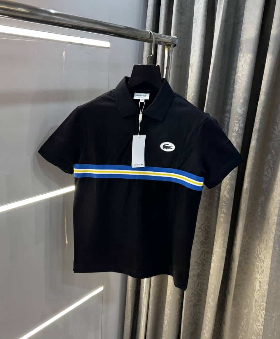 Lacost e Black Embroidery Logo Premium Polo T-Shirt