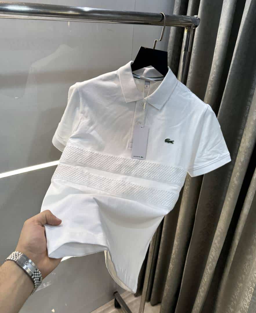 Lacost e White Embroidery Logo Premium Polo T-Shirt