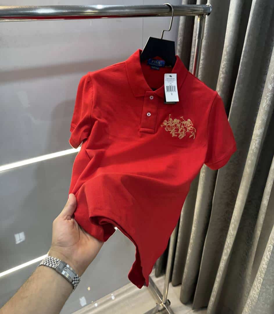 Ralp h lauren Red Embroidery Logo Premium Polo T-Shirt