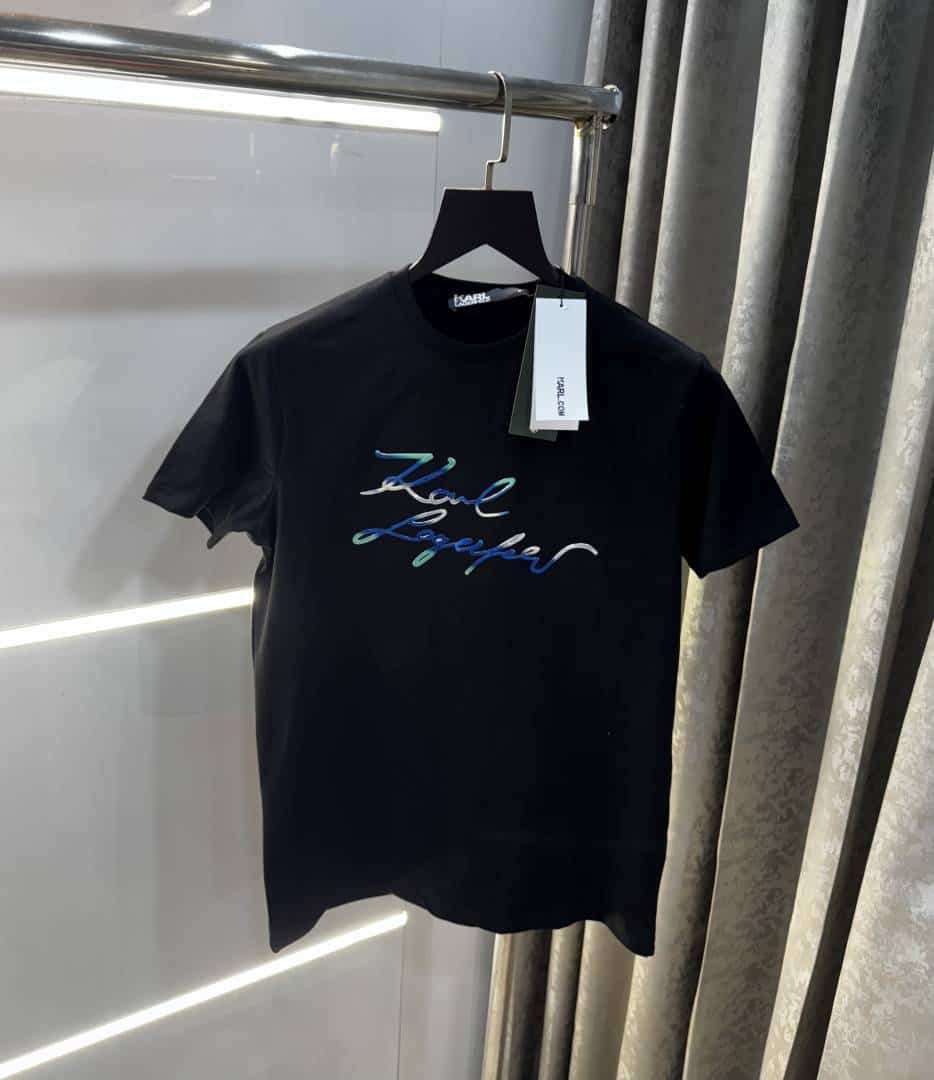 Karl Lagerfeld Black Logo Print Imported T-Shirt