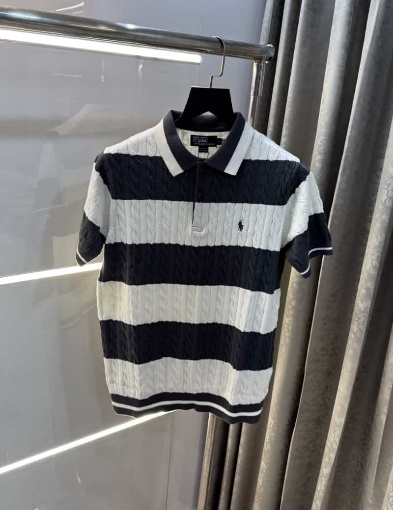 Ralph Laure n Grey Stripes Premium Knitted Polo T-Shirt