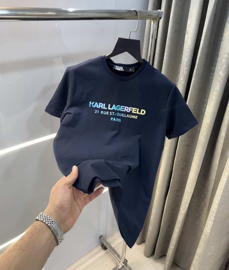 Kar l Lagerfeld Navy Blue Logo Print Imported T-Shirt