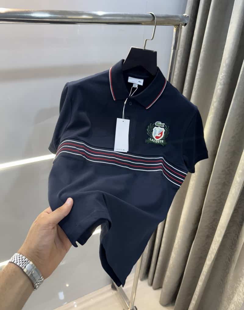 Lacost e Navy Blue Embroidery Logo Premium Polo T-Shirt