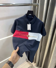 Tommy Hilfiger Navy Blue Embroidery Logo Premium Polo T-Shirt