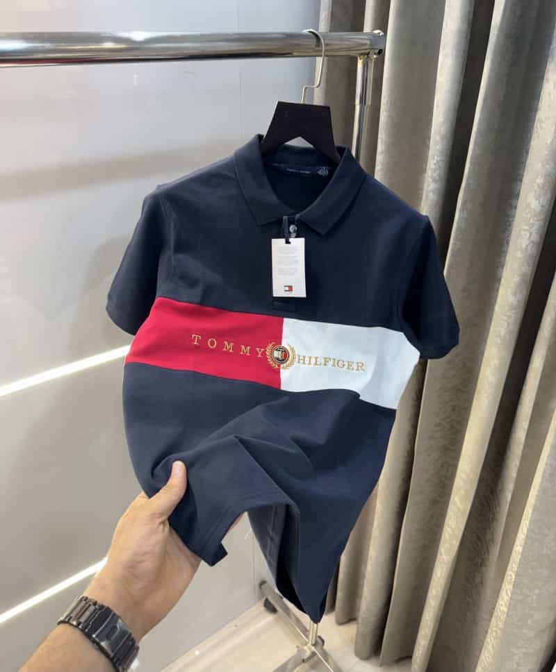 Tommy Hilfiger Navy Blue Embroidery Logo Premium Polo T-Shirt