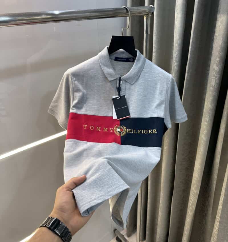 Tomm y Hilfiger Grey Embroidery Logo Premium Polo T-Shirt