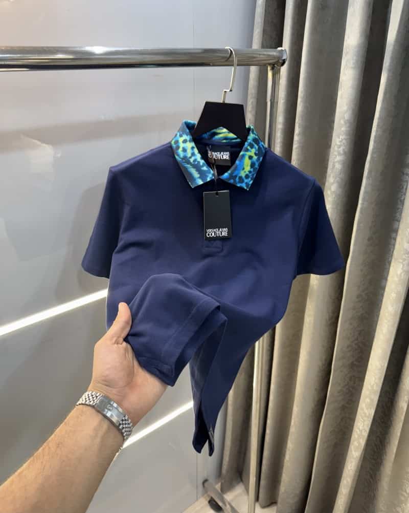 Versac e Couture Blue Collar Look Imported Polo T-Shirt