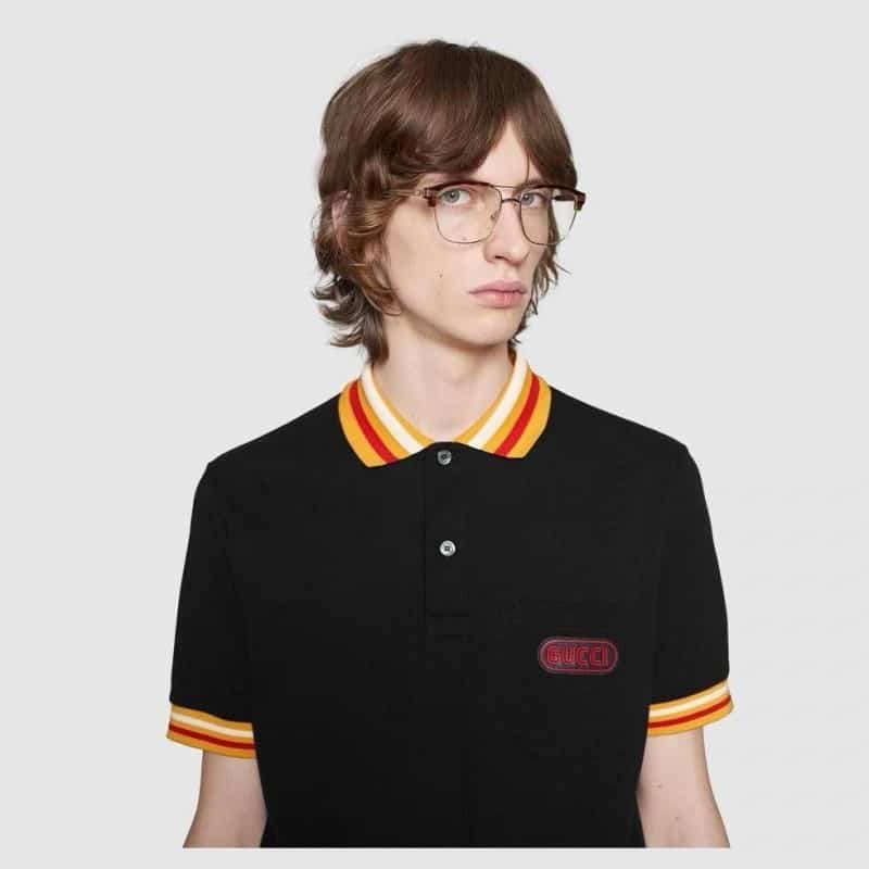 Gucc i Black Collar Look Imported Polo T-Shirt