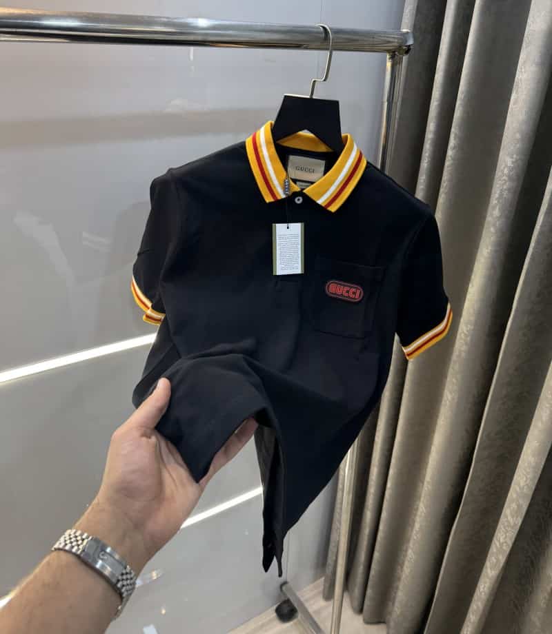 Gucc i Black Collar Look Imported Polo T-Shirt