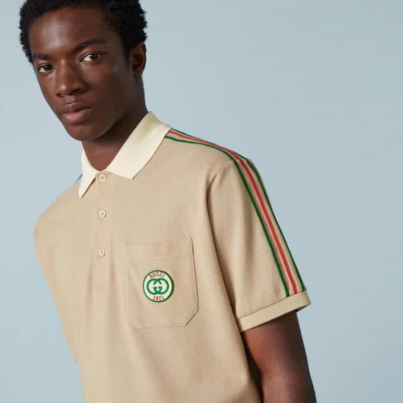 Gucc i Beige Shoulder Look Imported Polo T-Shirt