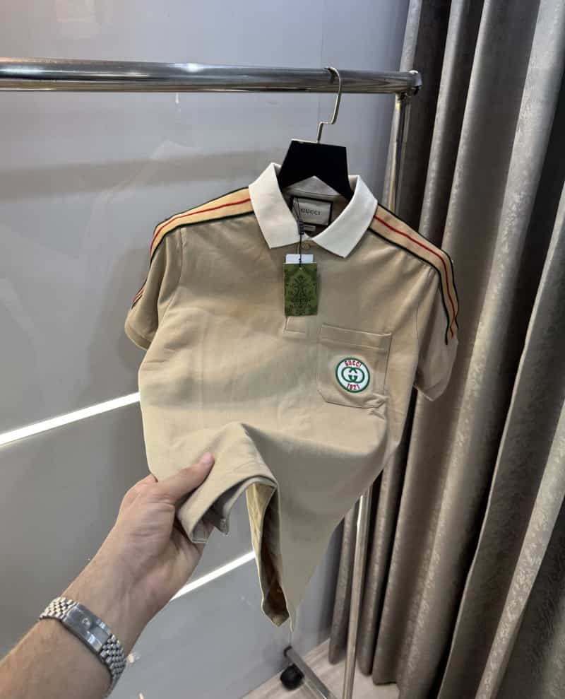 Gucc i Beige Shoulder Look Imported Polo T-Shirt