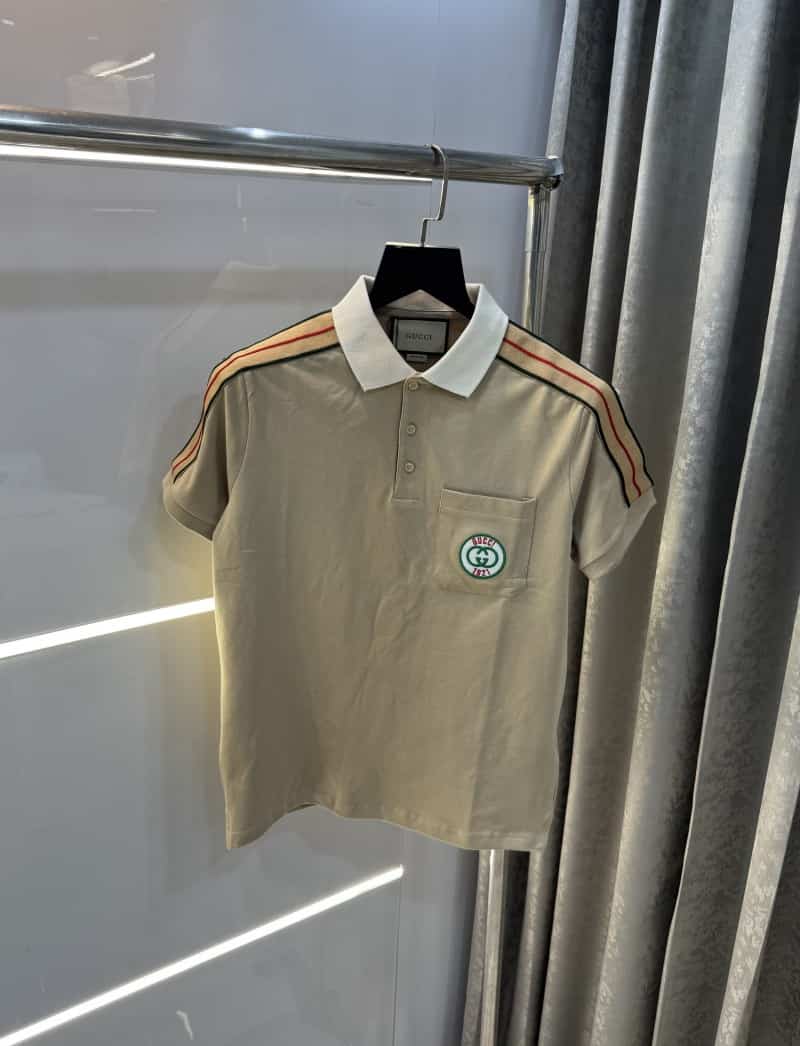 Gucc i Beige Shoulder Look Imported Polo T-Shirt