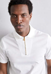 Versac e Couture White Zip Imported Polo T-Shirt