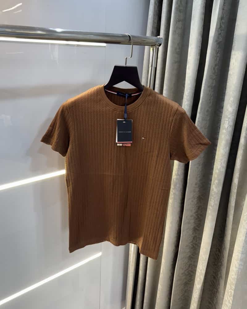 Tomm y Hilfiger Dark Brown Knitted Classic T-Shirt