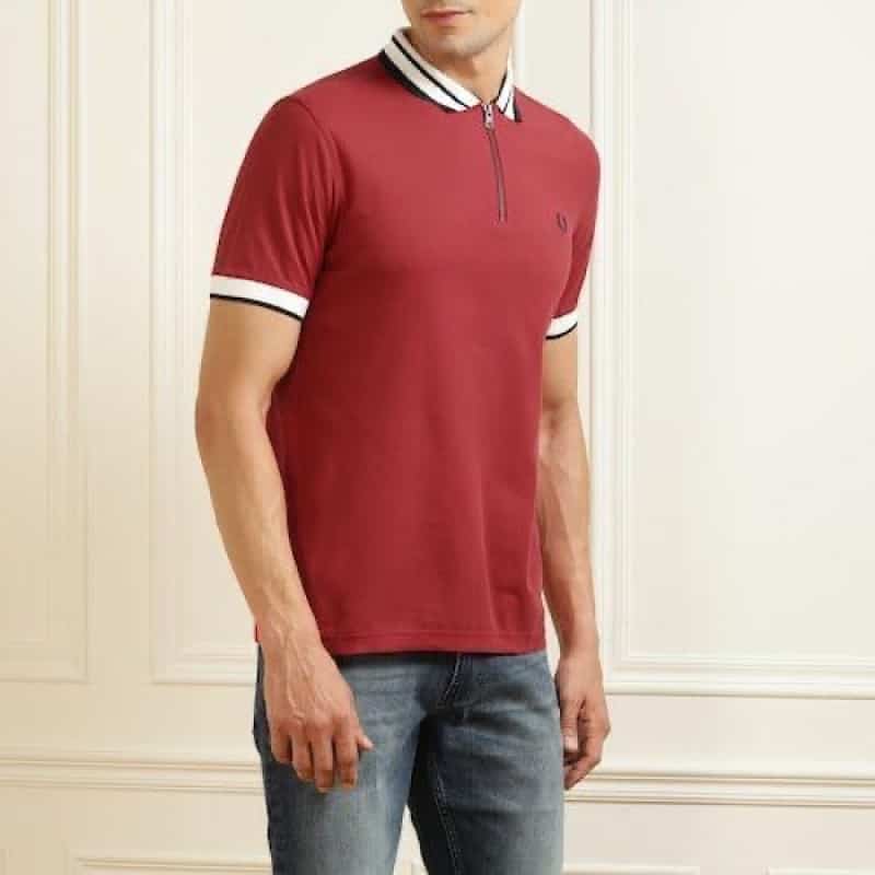 Fredperry Maroon Embroidery Logo Premium Polo T-Shirt