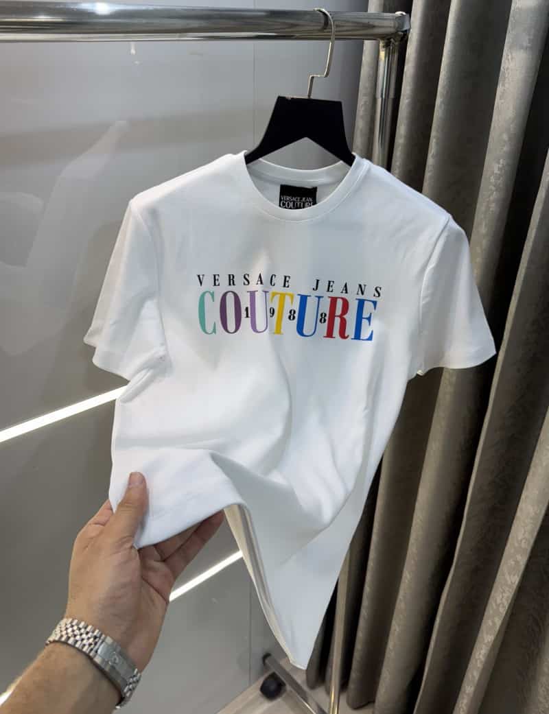 Versac e Couture White Logo Print Imported T-Shirt