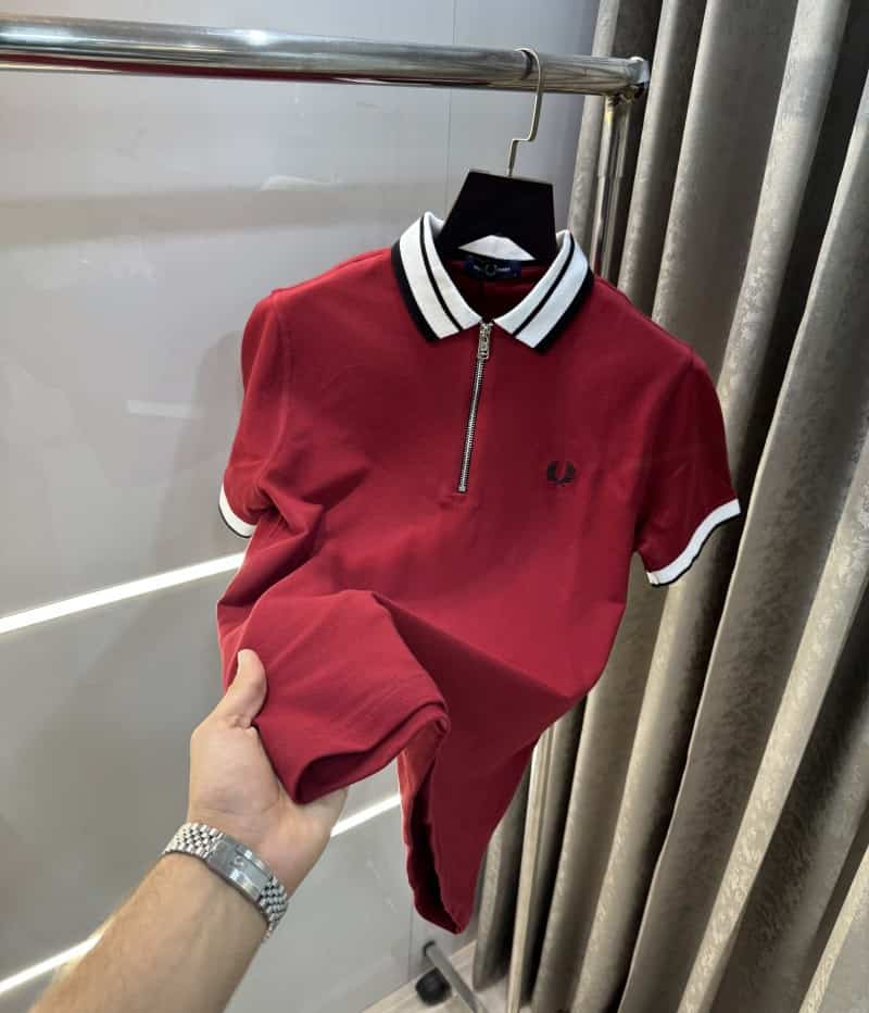 Fredperry Maroon Embroidery Logo Premium Polo T-Shirt