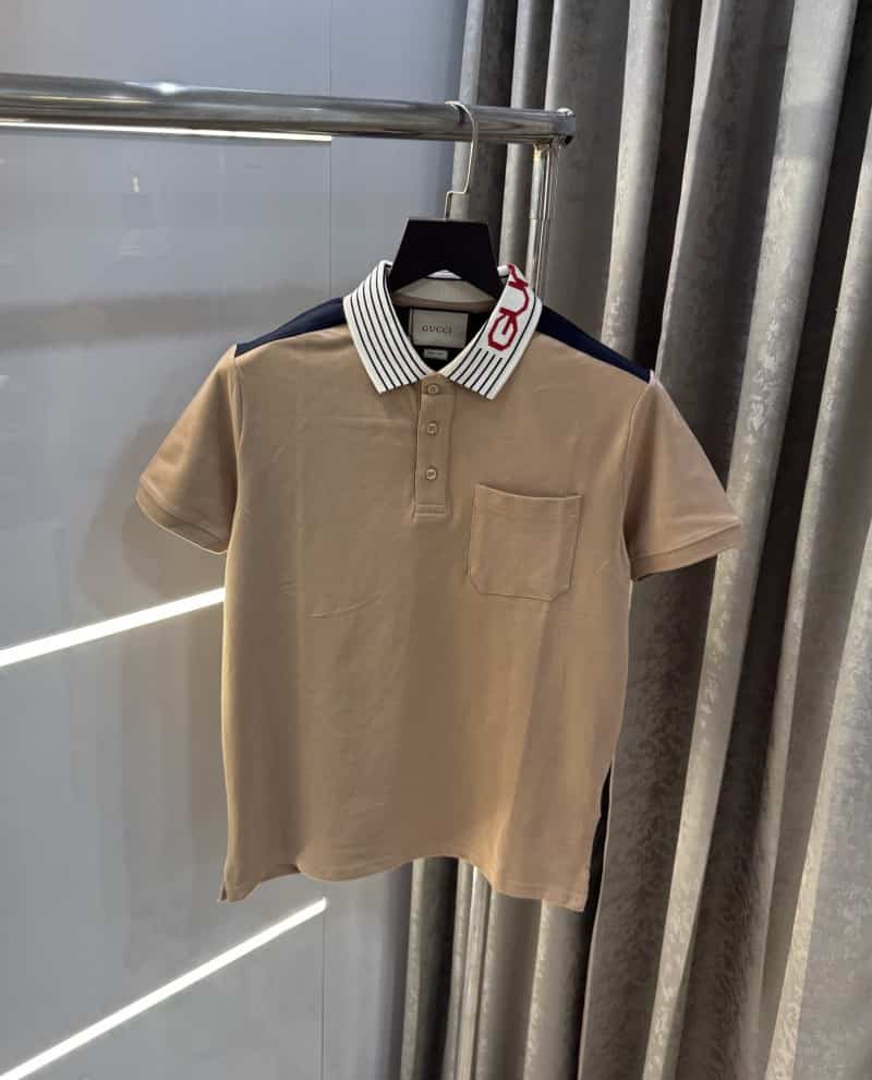 Gucc i Light Brown Collar Look Imported Polo T-Shirt