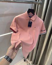 Tomm y Hilfiger Peach Embroidery Logo Premium Polo T-Shirt